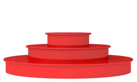 Blank Red podium. 3d render on a white background Illustrazione stock