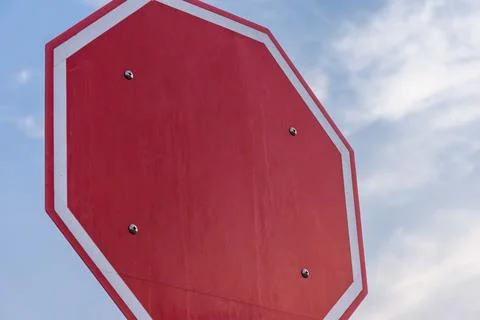 Blank Red Stop Sign Closeup Stock Photos