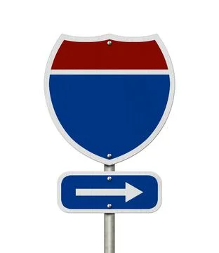 Blank red, white and blue USA highway sign Stock Illustration