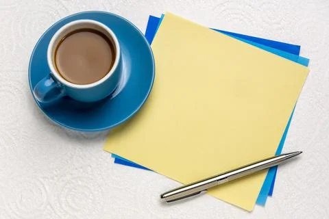 Blank reminder note with coffee Stock Photos