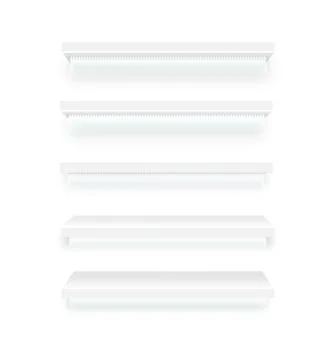 Blank retail showcase empty store shelves supermarket shelf template. Vector Stock Illustration
