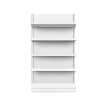 Blank retail stand booth medium width mock up front view vector isolated. Stock Illustration