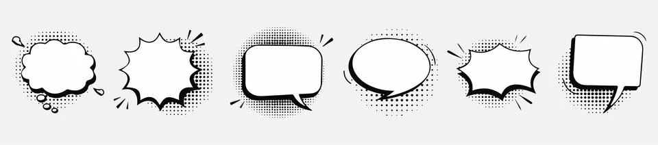 Blank retro comic speech bubbles. Set clouds Stock Illustration