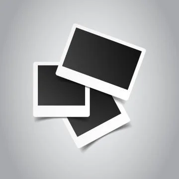 Blank retro photo frames on grey background. Vector illustration. Stockillustratie