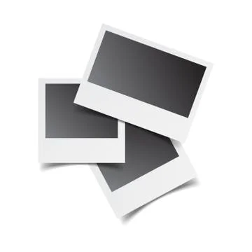 Blank retro photo frames on white isolated background. Vector illustration. Illustrazione stock