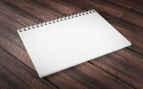 Blank ring bound scrap book on a rustic wooden background in horizontal 스톡 일러스트