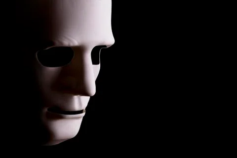 Blank robotic face on black background Stock Illustration