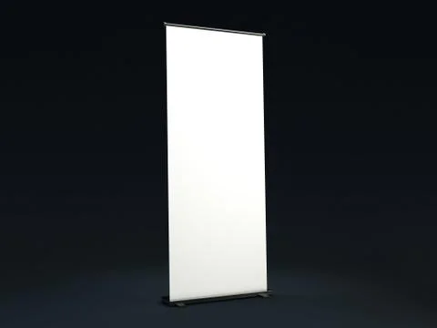 Blank roll up banner display. Template mockup. 3D Stock Illustration