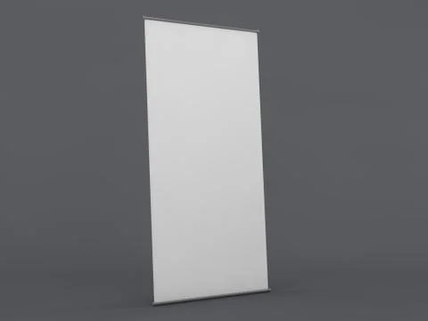 Blank roll up banner display. Template mockup. 3D Stock Illustration