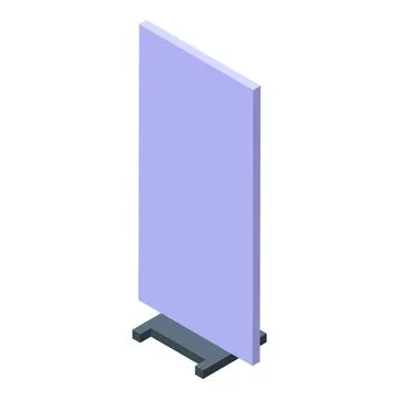 Blank roll up banner stand displaying light purple surface on a grey base 스톡 일러스트