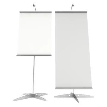Blank Roll Up Banner Stands. Stock Illustration
