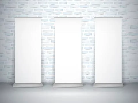 Blank roll up banners set Stock Illustration