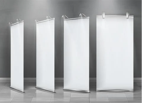 Blank roll-up banners, vertical stands Stock-Illustration