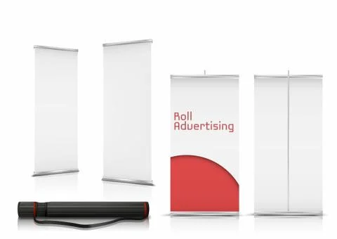 Blank roll-up banners, vertical stands Stockillustratie