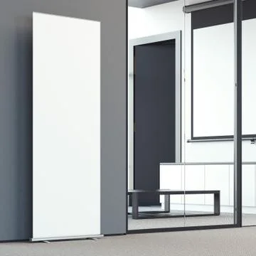 Blank roll up bunner in the office. 3d rendering 库存插图