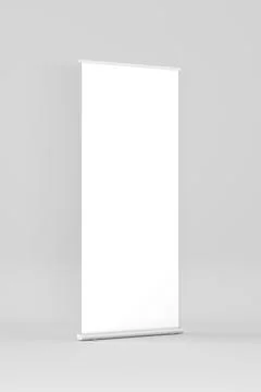 Blank Roll up or Standee Mockup on white background - 3D Illustration Render Stock Illustration