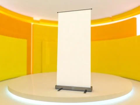 Blank rollup banner display. Template mockup. 3D Stock Illustration