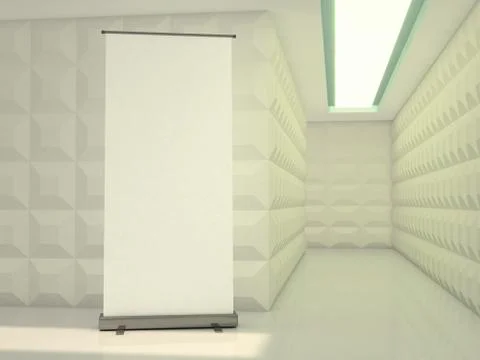 Blank rollup banner display. Template mockup. 3D Stock Illustration