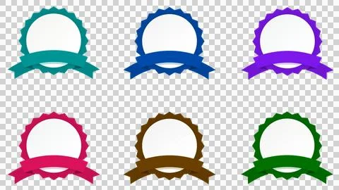 Blank Rosette Ribbon Badges and Medals Set in Multiple Colors Stock Illustration