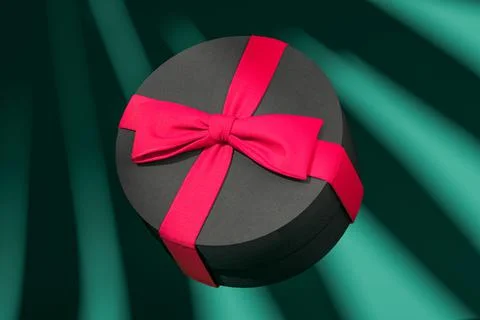 Blank round gift box with bow for holidays, celebration and sale event concept Illustrazione stock