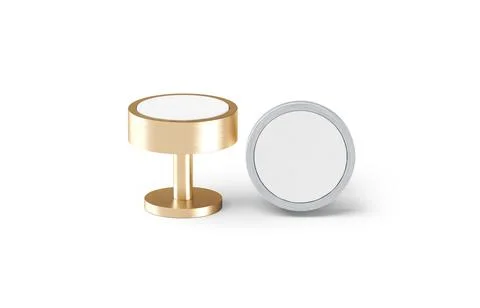 Blank round gold and silver cufflinks stud mockup, front view Stock Illustration