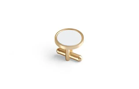 Blank round gold cufflinks toggle mock up stand, side view Stock Illustration