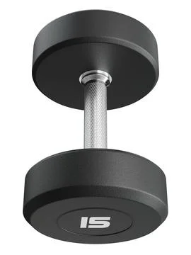 Blank Round Rubber Dumbbell with number 15, weightlifting gym equipment top view Stock Illustration
