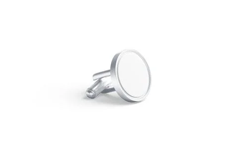 Blank round silver cufflinks toggle mockup lying, side view Illustrazione stock
