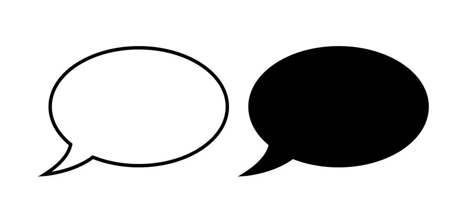 Blank Round Speech Bubble Line Flat Icons Stock Illustration