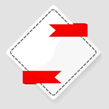 Blank rounded corner square with red ribbon and shadow Stock Illustration