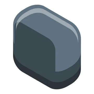 Blank rounded rectangular button isometric icon Illustrazione stock