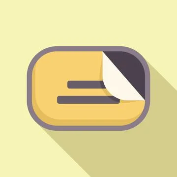 Blank rounded rectangular sticker with curl up corner showing text lines Stock Illustration