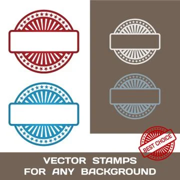 Blank Rubber Stamp Set. Template. For Any Background. Vector Ill Stock Illustration