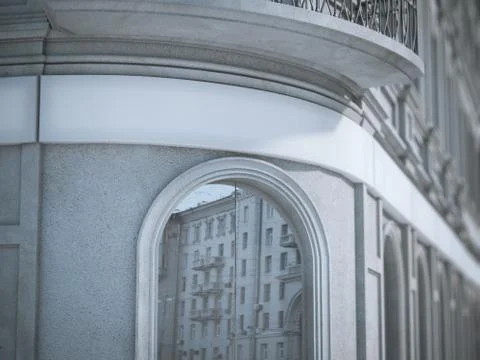 Blank screen on the building. 3d rendering 库存插图