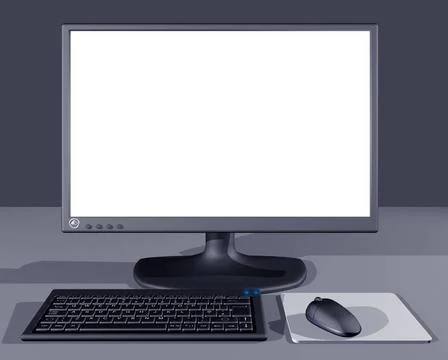 Blank screen on a desktop computer Illustration of Blank screen on desktop... Stock Photos