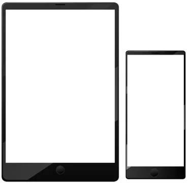 Blank screen smartphone and tablet icon isolated on white background Stock Illustration