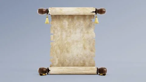 Blank scroll isolated on blue background. 3D illustration Illustration