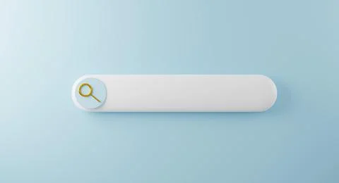 Blank search bar button with magnifying glass on blue background, creative we Stock Photos