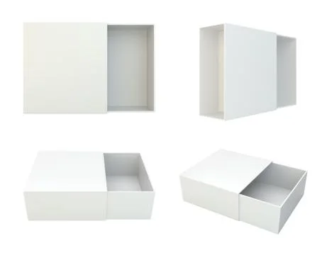 Blank set open box isolated on white background Illustrazione stock