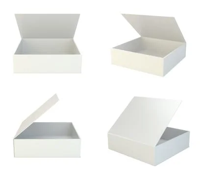 Blank set open box isolated on white background Illustrazione stock