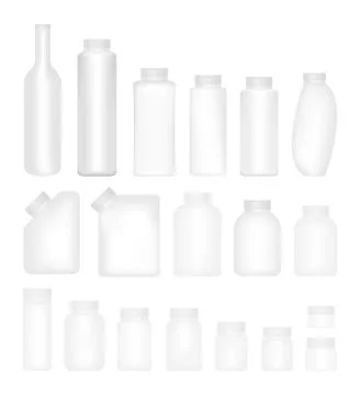 Blank Set of Plastic Packaging Bottles with Cap Stock Illustration