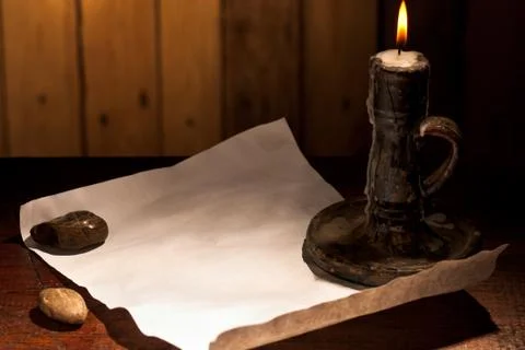 Blank Sheet with Candle Stock Photos