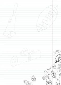 Blank sheet of notebook with school doodles Stock Illustration