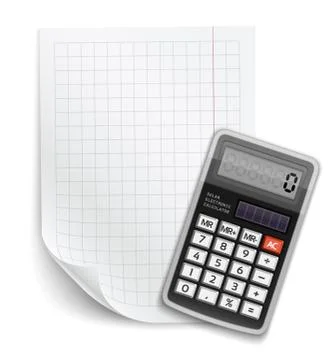 Blank sheet of paper with claculator Stock Illustration