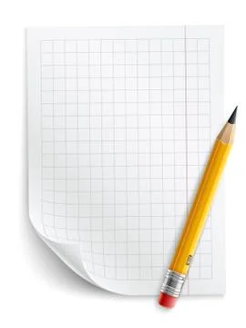 Blank sheet of paper with grid and pencil Stock Illustration