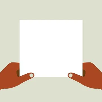 Blank sheet of paper in hand. Empty business document for presentation. Stock Illustration