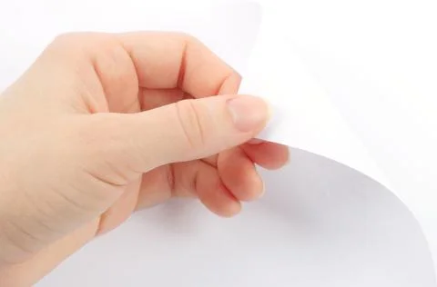 Blank sheet of paper with hand Stock Photos