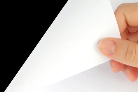 Blank sheet of paper with hand Stock Photos
