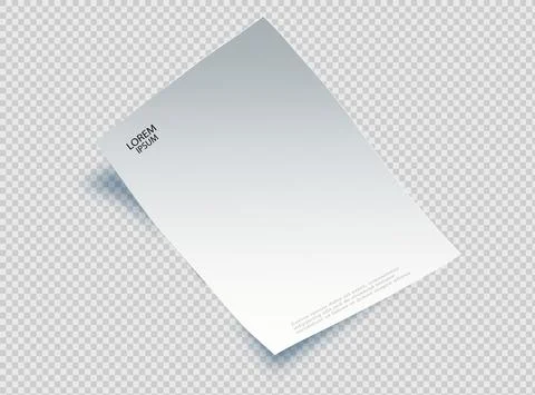 Blank sheet of paper with page curl and shadow, design element for advertising Stock Illustration