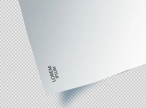 Blank sheet of paper with page curl and shadow, design element for advertising Stock Illustration